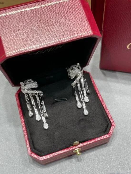 Cartier's Panther Motif Tassel Drop Earrings - Picture 5 of 10